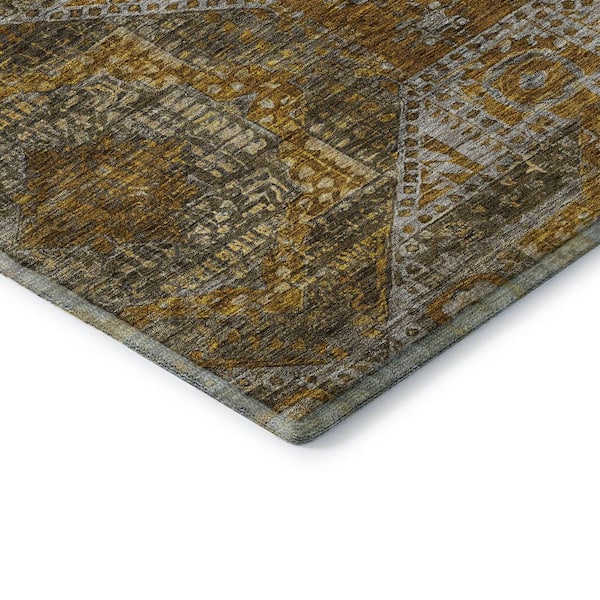 Mayfield Premium Machine Washable Abstract AMF1928 Brown 5 ft. x 7 ft. 6 in. Area Rug