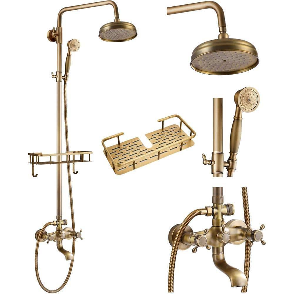 Double Handle 2-Spray Shower Faucet 1. 42GPM with Pressure Balance, Tub Spout, Antique Brass price history on PriceWatchPro