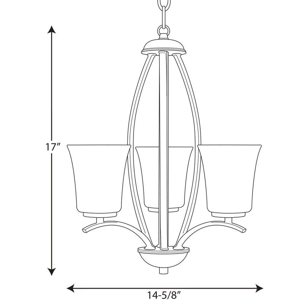 Brushed Nickel Mini 3-Light Foyer Chandelier with Fluted Glass Shades