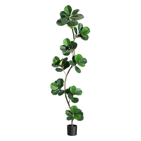 7 Ft Artificial Fiddle Leaf Fig Tree,Large Faux Ficus Lyrata Tree Floor Plants,Tall Plant with Black Nursery Planter
