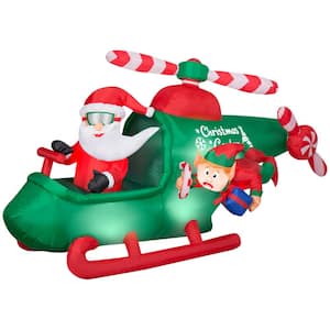 55 Inch Tall Christmas Inflatable Animated Airblown-Santa in Helicopter w/Spinning Propellers Scene