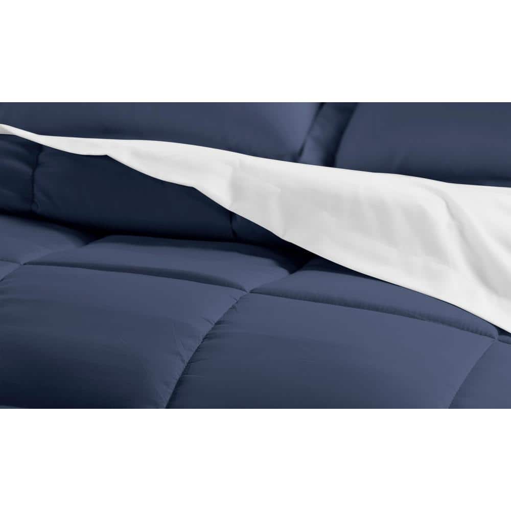 Navy Twin Down Alternative Microfiber Bed in a Bag Set