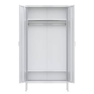 White 70.87 in. H x 31.50 in. W x 16.69 in. D Metal Laundry Room Storage Cabinet with 2-Shelf and Hanging Rod