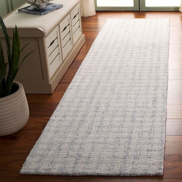 Ebony 2 ft. x 9 ft. Light Gray/Ivory Geometric Checkered Runner Rug