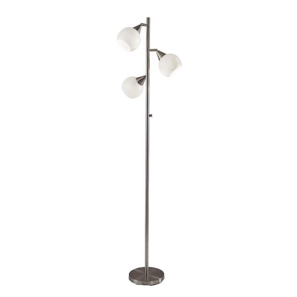 Adesso Phillip 71 in. Brushed Steel Tree Lamp