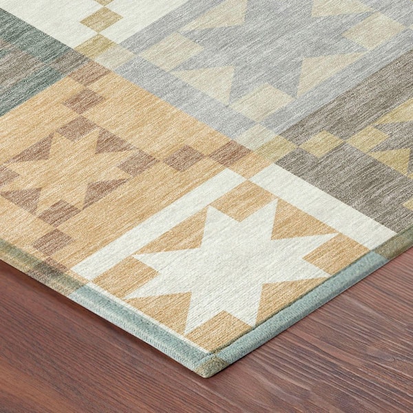 Chantille Machine Washable Indoor/Outdoor Abstract ACN2538 Ivory 2 ft. x 7 ft. Runner Rug