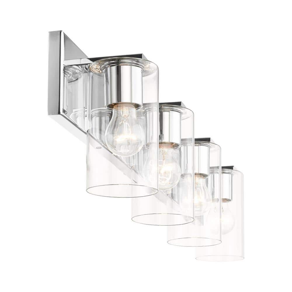 Zurich 4-Light Polished Chrome Vanity with Clear Glass