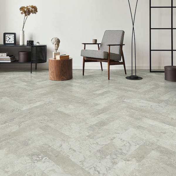 Herringbone Inverness Travertine 22 MIL x 4.7 in. W x 28 in. L Waterproof Vinyl Plank Flooring (22.3 sqft/case)