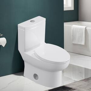 Modern 12 in. Rough-In 1-piece 1.27 GPF Dual Flush Elongated Toilet in White, Seat Included