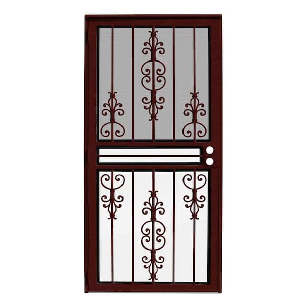Unique Home Designs 36 in. x 80 in. Estate Wineberry Recessed Mount All Season Security Door with Insect Screen and Glass Inserts