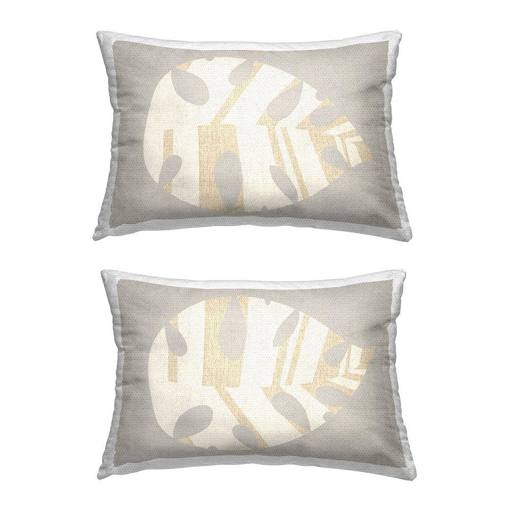 Grey Modern Leaves Grey Rectangular Outdoor Throw Pillow 2-Pack price history on PriceWatchPro