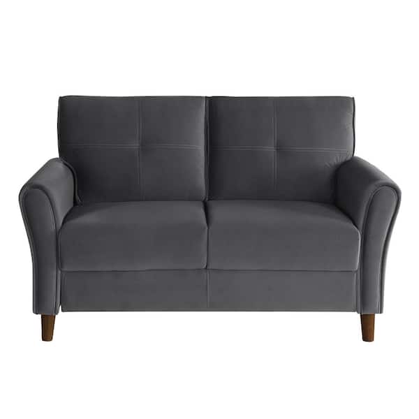 EVERGLADE HOME Halton 57 in. W Flared Arm Velvet Straight Love Seat in Gray