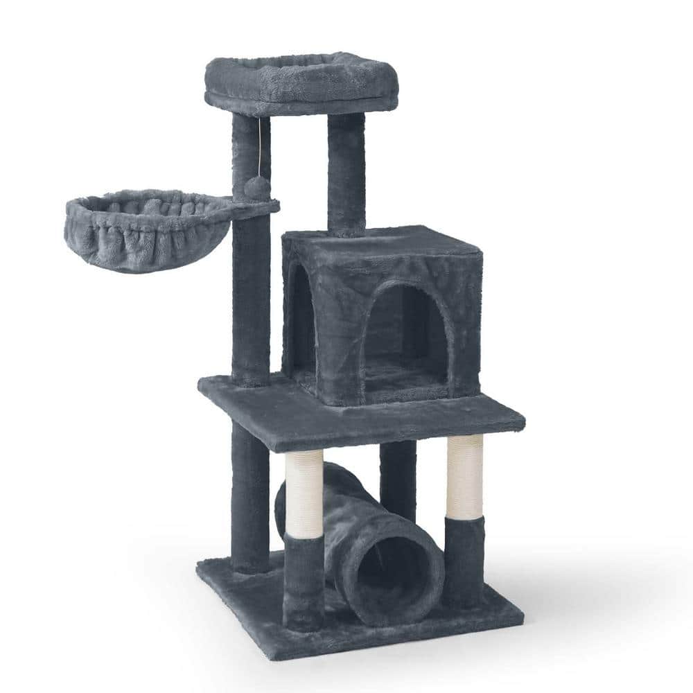 40'' Dark Gray Multi-Level Cat Activity Tree with Sisal Scratching Posts