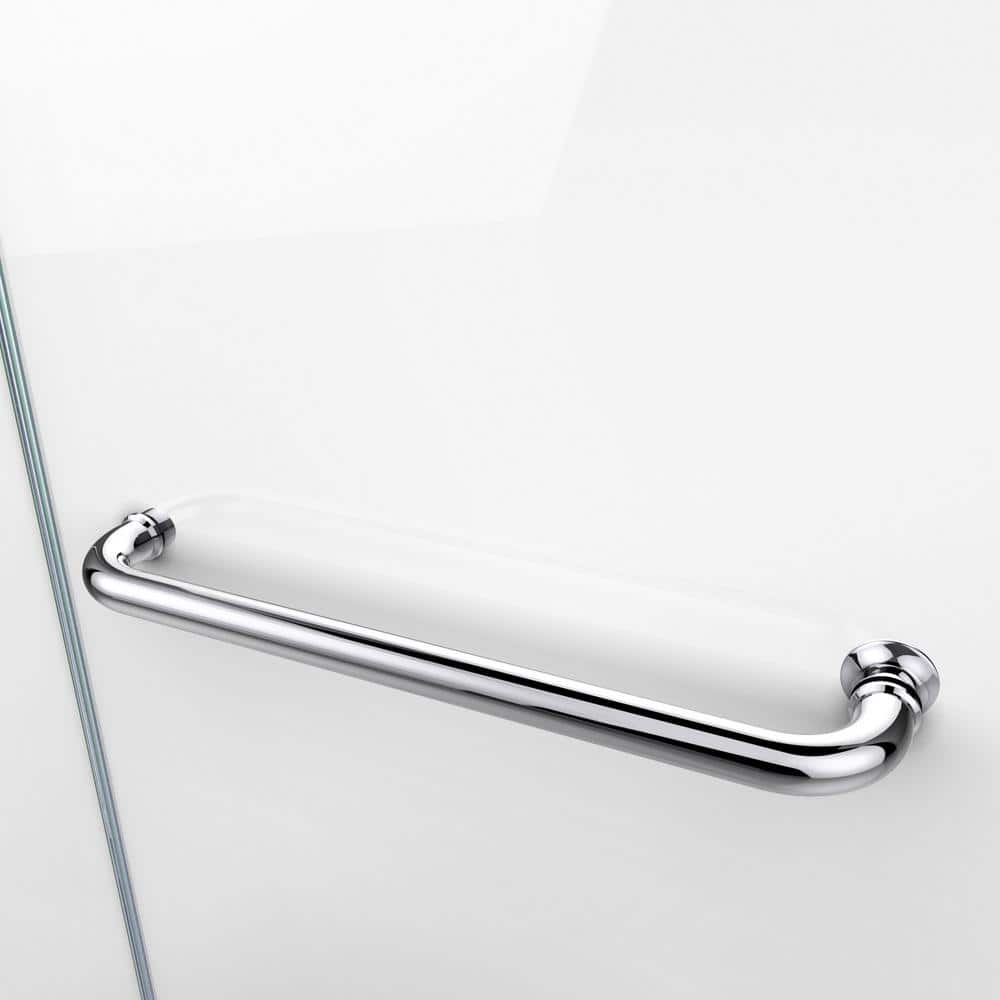 34" W x 58" H Frameless Clear Glass Tub Door with Chrome Hardware