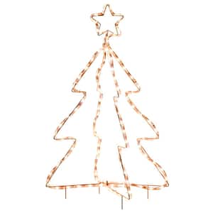 Christmas LED Motif Light Christmas Tree, Warm White Rope Lighting with Steel Frame Stake, Outdoor Ornament Decoration