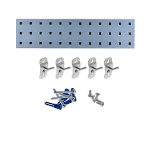 Silver Key Pegboard Kit with (1) 18 in. x 4.5 in. Steel Square Hole Pegboard and 6-Piece LocHook Assortment