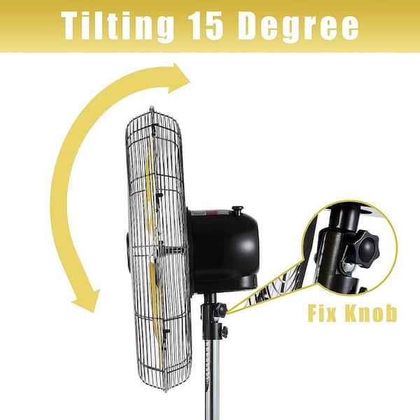 20 in. Yellow Heavy-Duty High-Speed Floor-Standing Oscillating Pedestal Fan for Commercial or Industrial