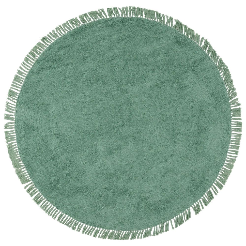 Easy Care 6 ft. x 6 ft. Green Modern Solid Fringe Round Area Rug price history on PriceWatchPro
