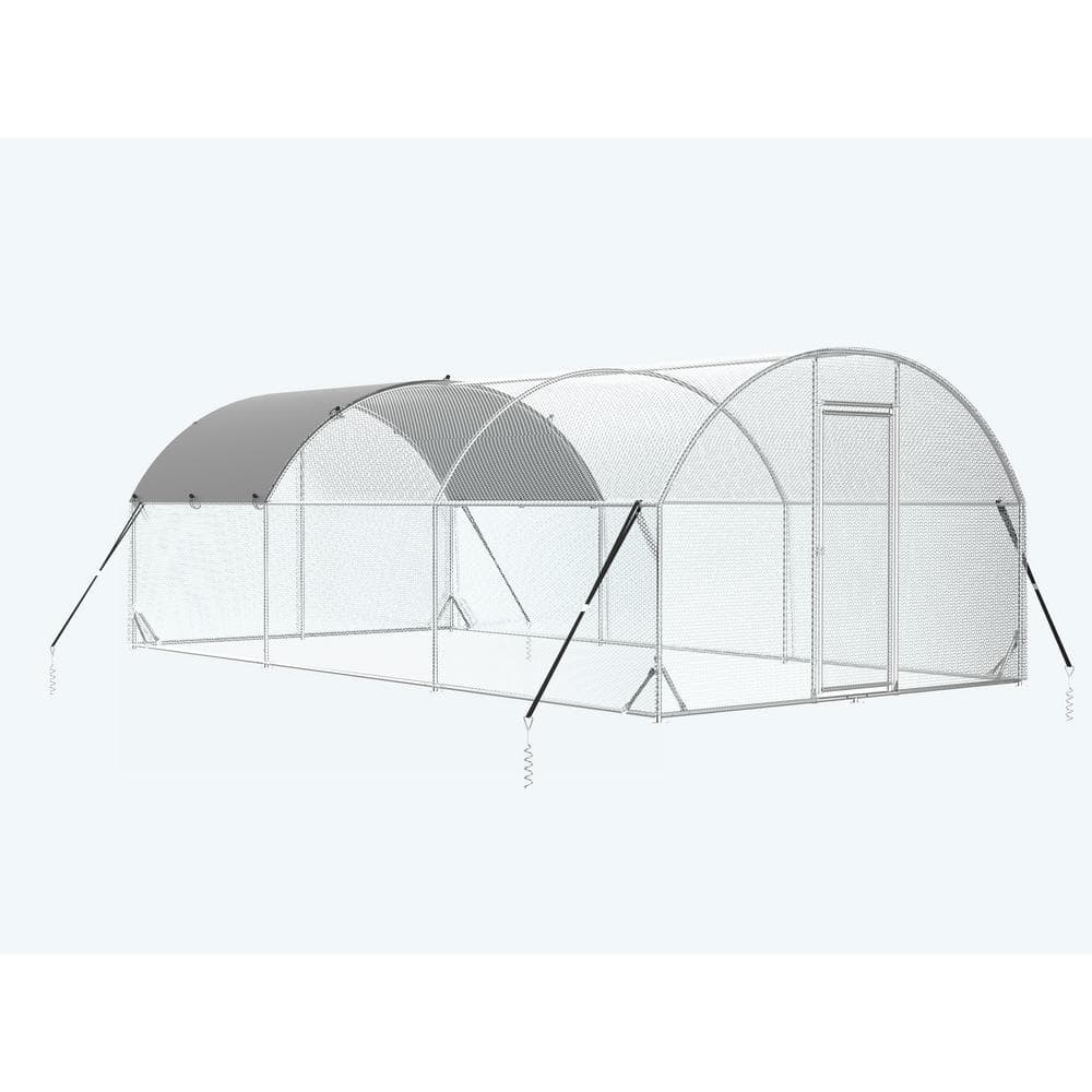 19.5 ft. Chicken Run Coop Walk-In Chicken Coop Outdoor Galvanized Steel Chi