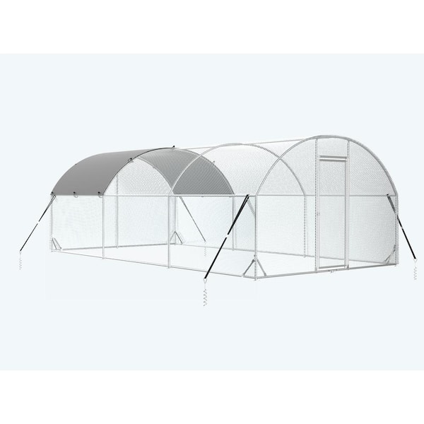 Unbranded 19.5 ft. Chicken Run Coop Walk-In Chicken Coop Outdoor Galvanized Steel Chicken Coop