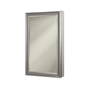 Studio V 15 in. x 35 in. x 5 in. Stainless Recessed or Surface-Mount Bathroom Medicine Cabinet in Satin Nickel