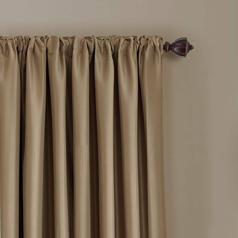 Antique Gold Faux Silk Blackout Window Curtain Panel - 52" x 108"