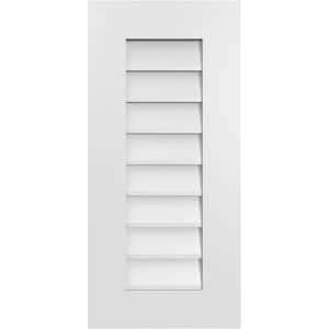14 in. x 30 in. Rectangular White PVC Paintable Gable Louver Vent Non-Functional