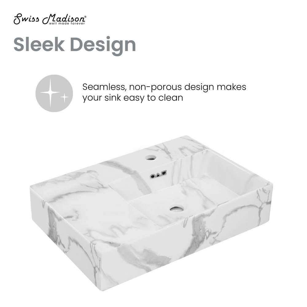 St. Tropez 24" White Marble Wall-Mount Bathroom Sink