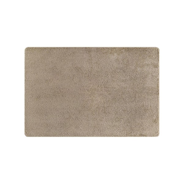 2 ft. x 3 ft. Beige Silky Solid Plus Thick Pile Non Slip Easy Clean Non Shedding Modern Door Mat Indoor Area Rug