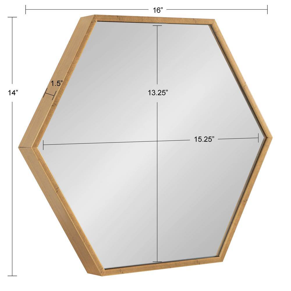 Rhodes Gold Hexagon Wall Mirror Set, 14x16 inches