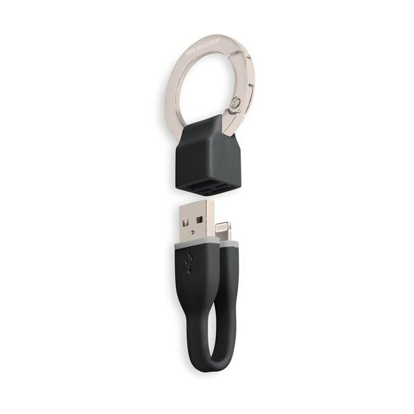 Merkury Innovations PowerLoop Apple MFi Certified Lightning to USB Keychain, Black