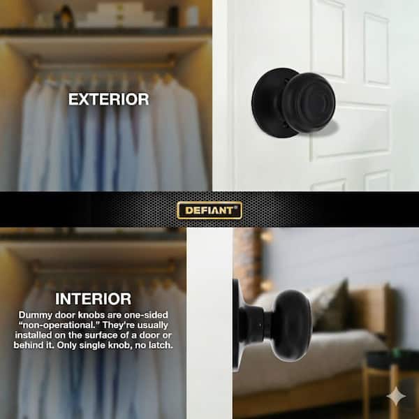 Defiant Hartford Matte Black Dummy Door Knob 32TGX940B - The Home