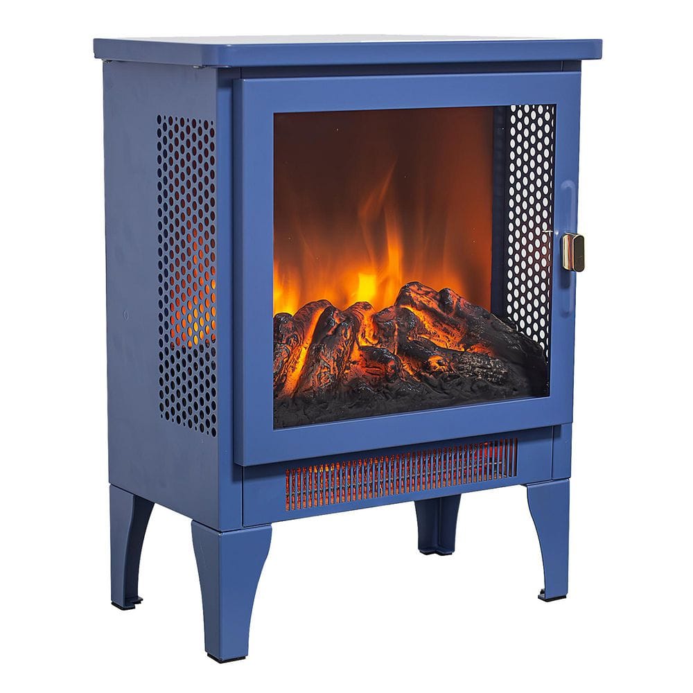 17 in. Freestanding Electric Fireplace Stove Heater with 3D Flame Effect Classic CSA/UL Certified in Blue price history on PriceWatchPro