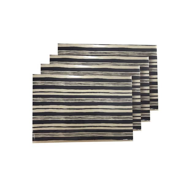 Jagged Black Reversible Metallic Printed Placemats (Set of 4)