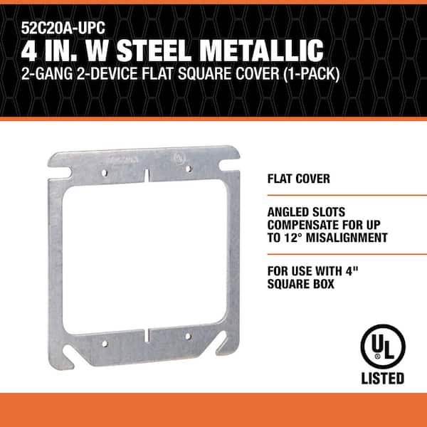 Southwire 4 in. W Steel Metallic 2-Gang 2-Device Flat Square