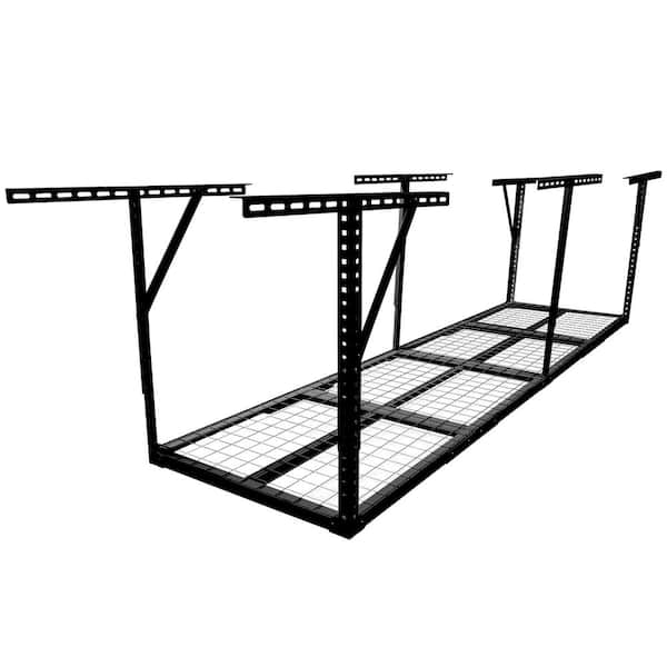 96 in. W x 38.6 in. H x 24 in. D Black Adjustable Metal Heavy Duty Overhead Garage Ceiling Mounted Storage Rack