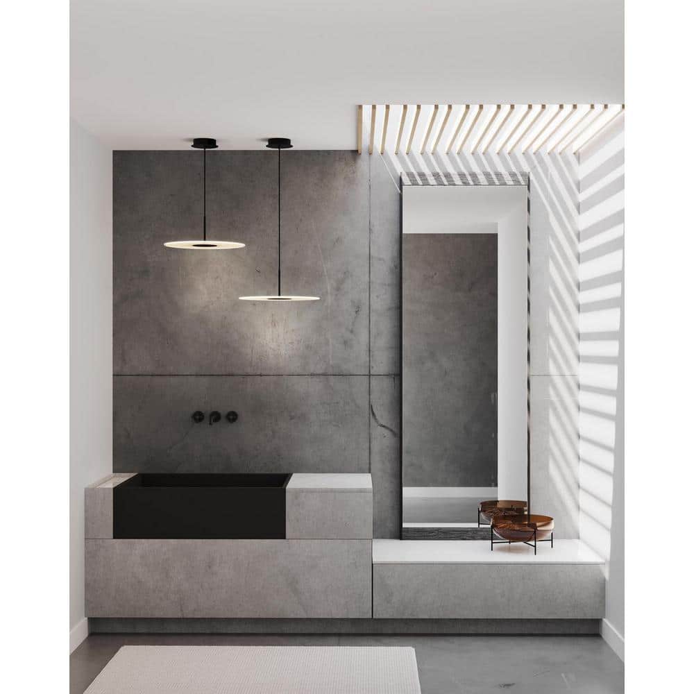 Matte Black LED Pendant Light with Nickel Accents