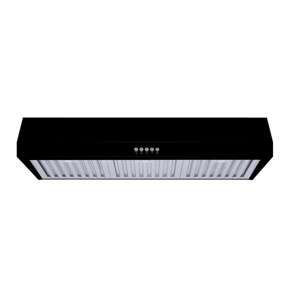 Vissani Sarela 36 in. W x 7 in. H 500CFM Convertible Under Cabinet Range Hood in Black with LED Lighting and Charcoal Filter