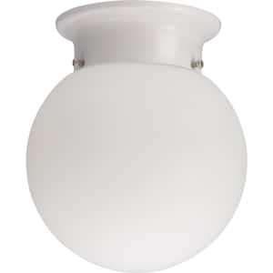 1-Light White Fluorescent Ceiling Flush Mount