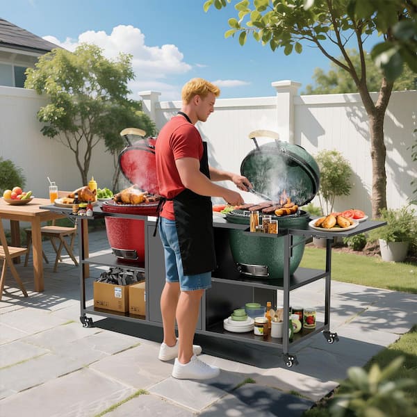 Kamado Joe 18 Inch Outdoor Grill Cart with Metal Table Compatible