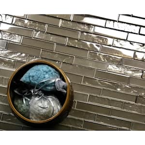 Landscape Grand Canyon Bronze Linear Mosaic 1 in. x 4 in. Textured Glossy Glass Pool Tile (12.48 Sq. Ft./Case)