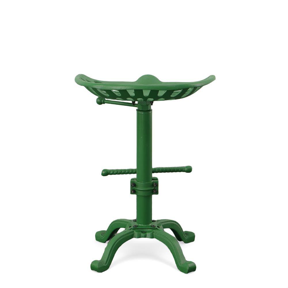 Vintage Industrial Green Metal Adjustable Tractor Seat Stool