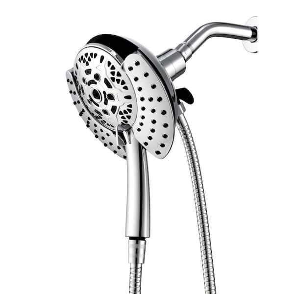 1-Piece 2-in-1 Shower Head with Hand Held Shower Head, Rain Shower Head and 59 in. Rotatable Hose in Silver
