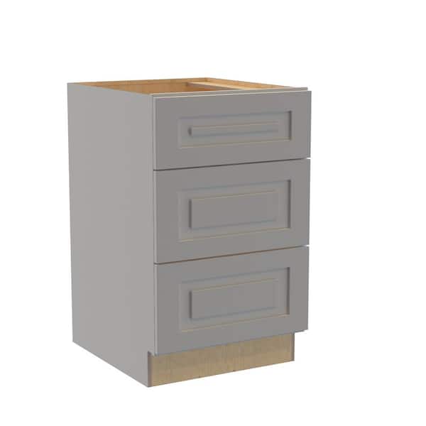 Home Decorators Collection Grayson 21 in. W x 24 in. D x 34.5 in. H Assembled Plywood Drawer Base Kitchen Cabinet in Pearl Gray with Soft Close