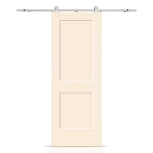 30 in. x 80 in. Beige Painted MDF Solid Core 2-Panel Shaker Interior Sliding Barn Door with Hardware Kit