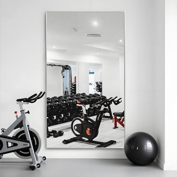 Sxiawe 32 in. W x 71 in. H Modern Rectangular Frame Aluminum Alloy Silver Oversized Standing Mirror Floor Mirror