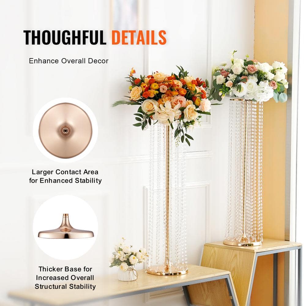 Luxurious French Gold Crystal Wedding Flower Stand Set