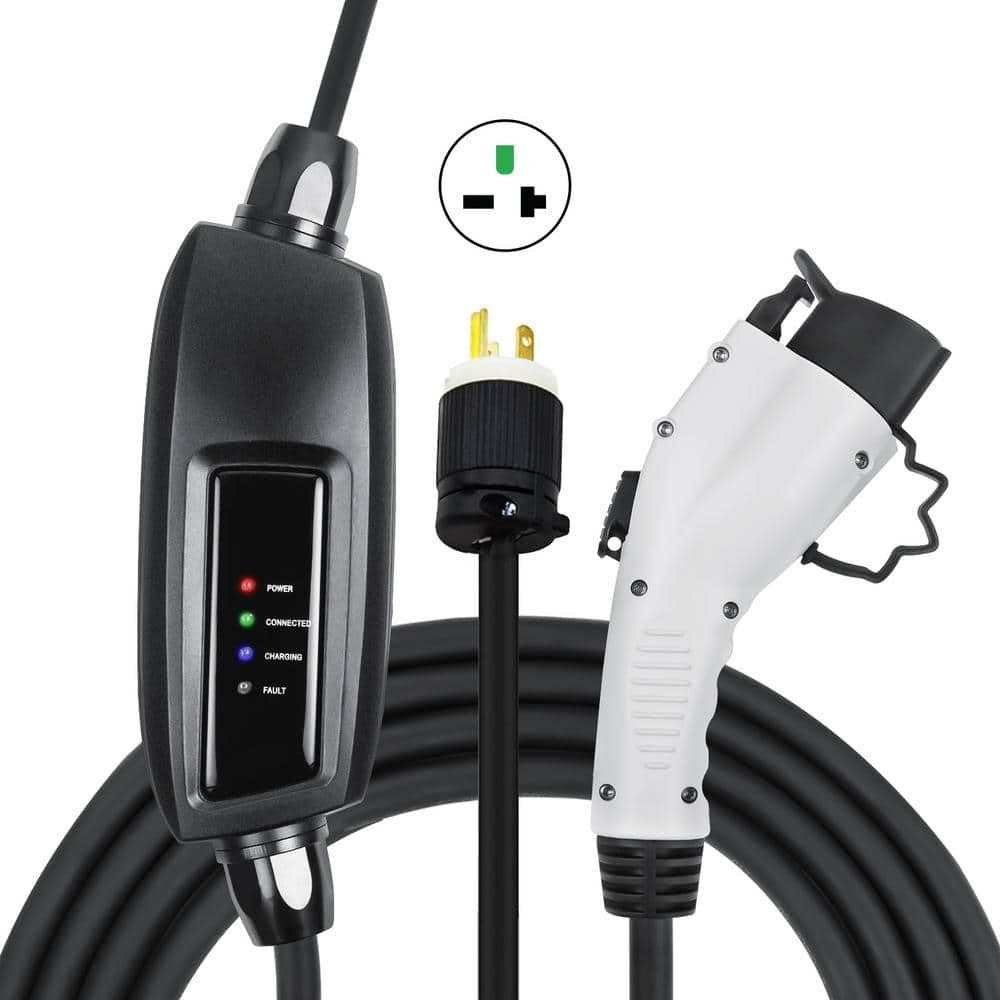 LECTRON 240-Volt 16 Amp Level 2 EV Charger with 21 ft Extension Cord ...