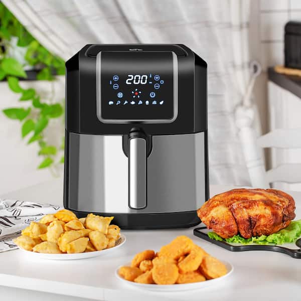  8L White Air Fryers-Oil Free Air Fryer 360° Rapid Air  Circulation Nonstick Basket Time Temperature Adjustable 6 Presets Touch  Screen : Home & Kitchen