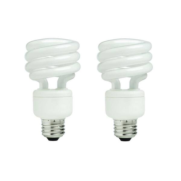 EcoSmart 75-Watt Equivalent Spiral Non-Dimmable CFL Light Bulb Daylight (2-Pack)